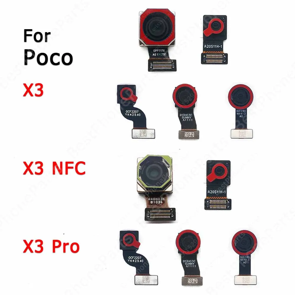 Front Rear Camera For Xiaomi Mi Poco X3 Pro NFC Facing Frontal View Selfie Backside Flex Small Back Camera Module Parts