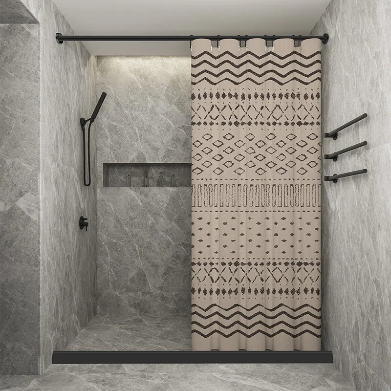 Bathroom curtain waterproof and mildew-proof, bathroom bath partition water barrier curtain