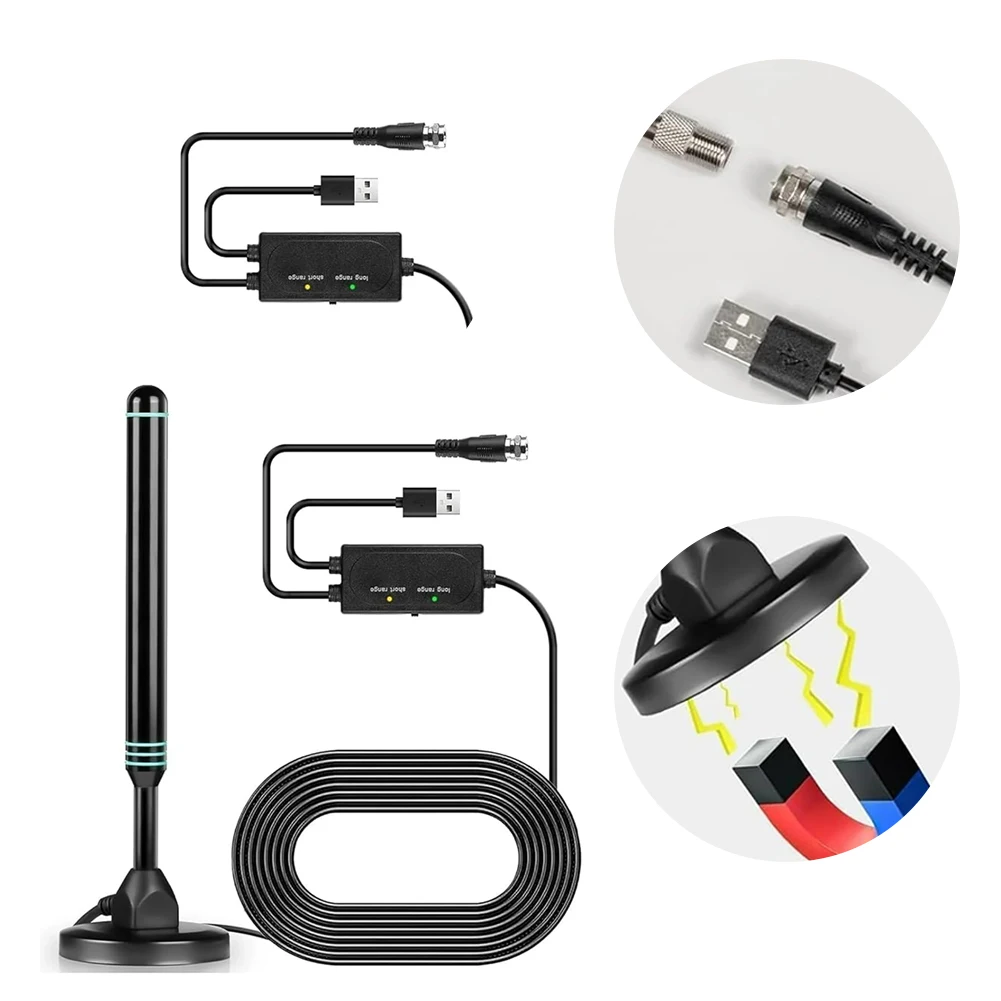 Antena telewizyjna cyfrowa z wzmacniaczem sygnału, mocna antena odbiorcza, antena USB 5V z wzmacniaczem sygnału, o dużym zasięgu.