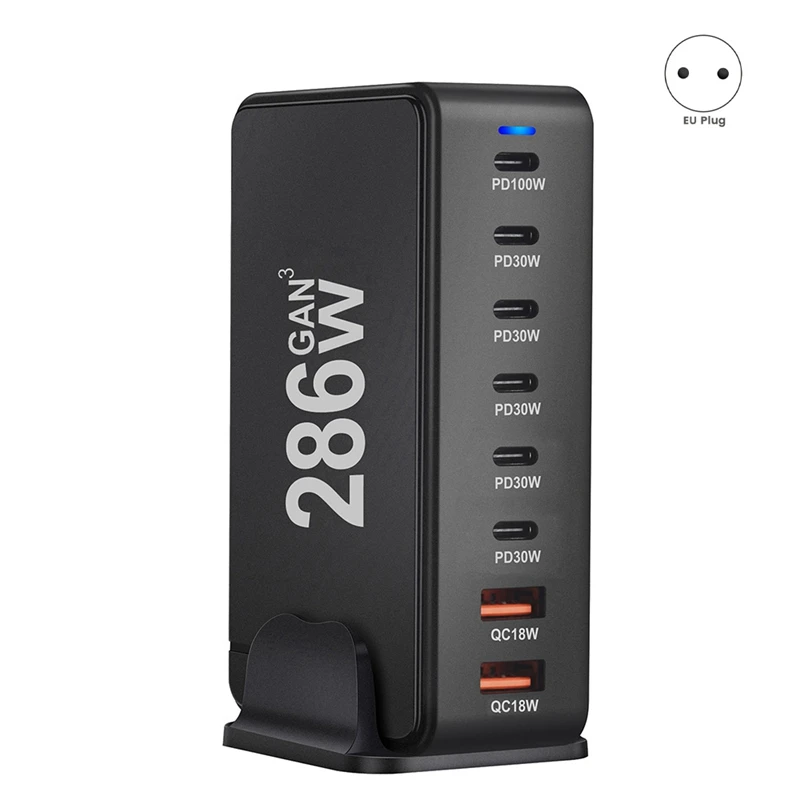 New 286W Gan Desktop Charger 8 Ports USB PD 6C2A Charger Fast Charging For Iphone 15