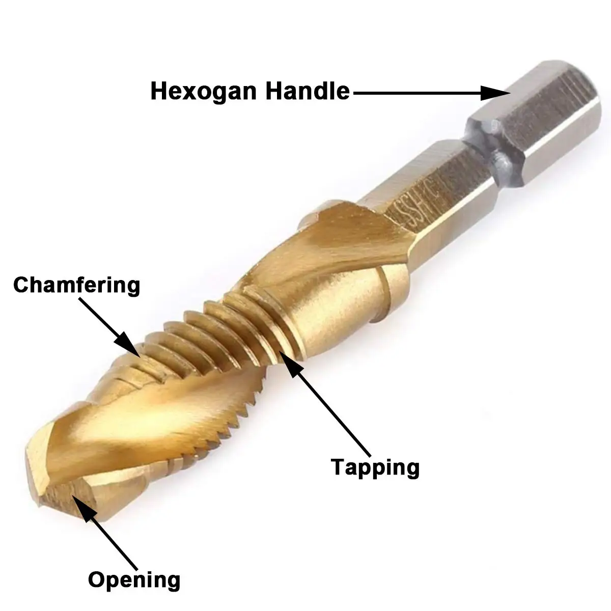 Brocas de grifo de tornillo de M3-M10, juego de brocas de combinación métrica de acero de alta velocidad 1/4 en hexagonal de cambio rápido, Hss,