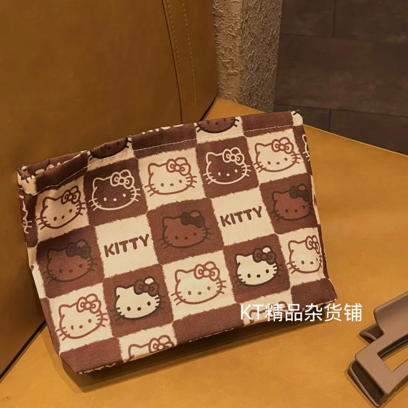 

Hello Kitty Makeup Bag Travel Handheld Cute Anime Canvas Storage Bag Student Washroom Holiday Gift Women Accessories Wholesale