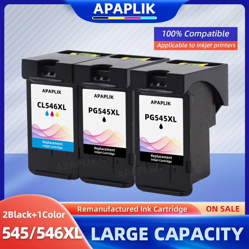 

APAPLIK PG545 CL546 Compatible Refillable Ink Cartridge for Canon Pixma MG2950 MG2550 MG2500 MG3050 MG2450 MG3051 MX495 G3100