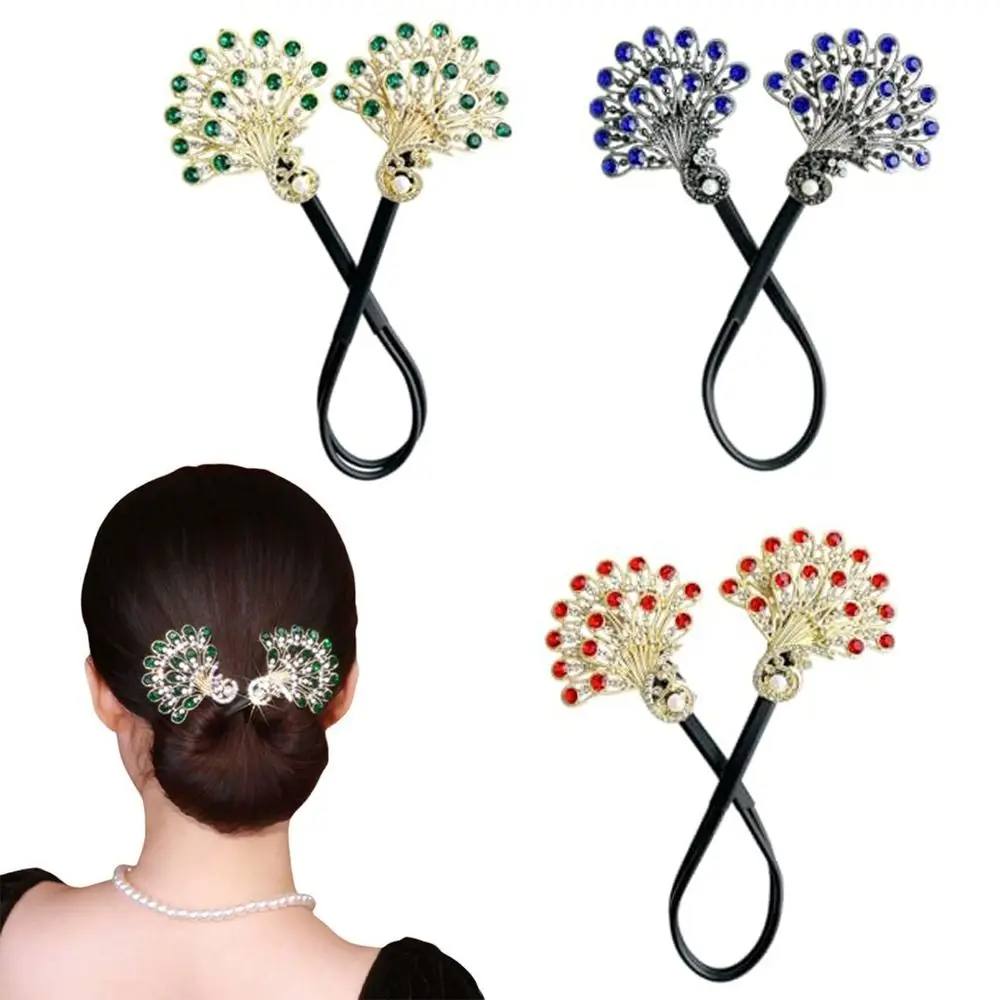 Elegant Peacock Shape Hair Bun Maker Twist Easy Fast Snap Roll Hair Tool Hair Twister Headwear Hairpin Women