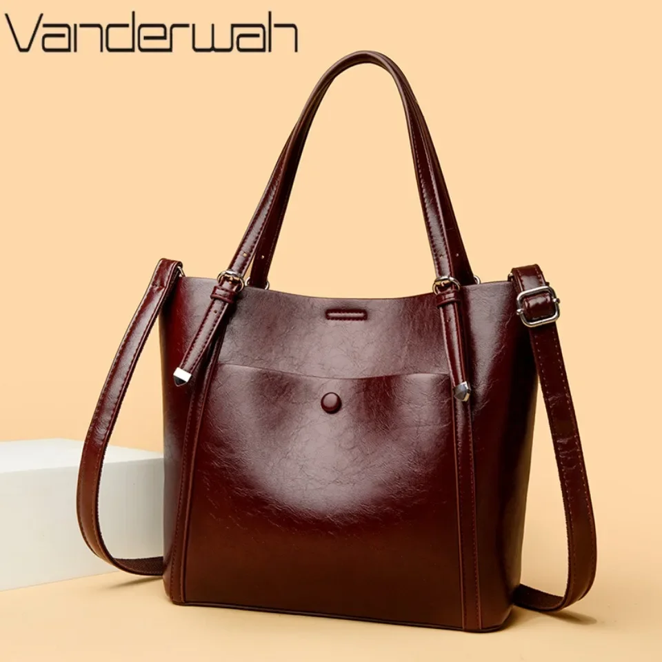 VANDERWAH Vintage Handbags for Women Luxury Designer Shoulder Crossbody Bags Quality PU Leather Purse Solid Color Commuter Sac