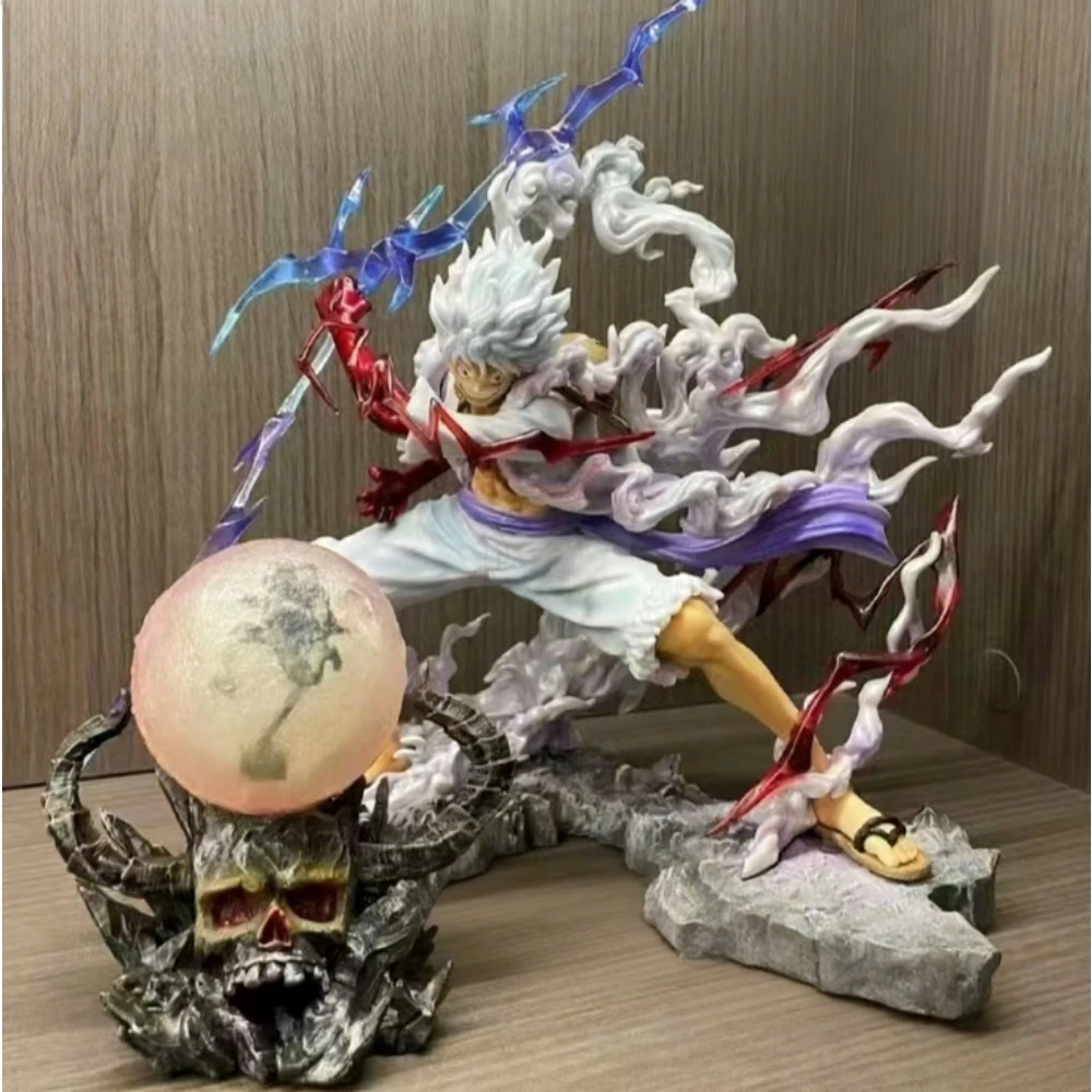 

Фигурка One Piece Ника Луффи: Луффи Бог Солнца Gear 5 с светящимся шаром, коллекционная статуэтка из ПВХ, модель, декор, подарки, игрушки