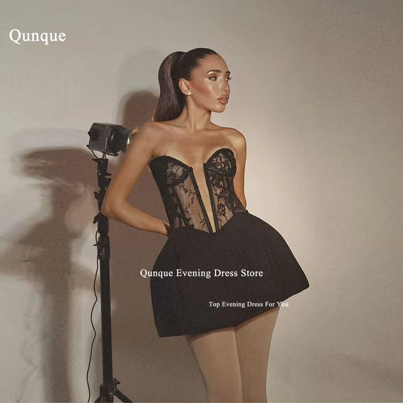 

Qjall Sweetheart Дубай Мини Вечернее Платье Без Рукавов Кружевное Женское Свадебное Платье Выше Колена Мини Robes De Soirée Индивидуальное