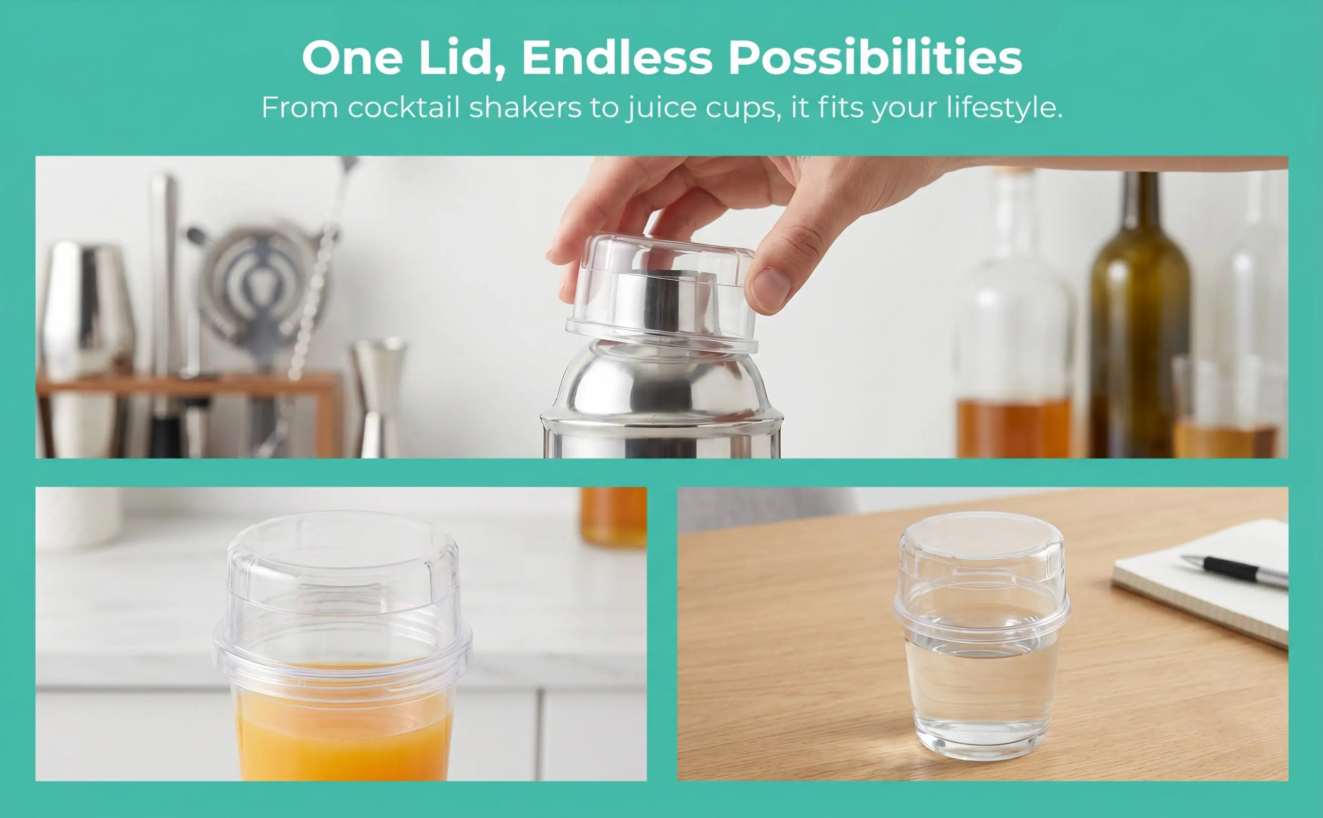 10Pcs Anti-Splash Cup Covers Clear Plastic Press Shaker Lids for Cocktail Juice Tea Spill Proof Reusable Multipurpose Cup Caps