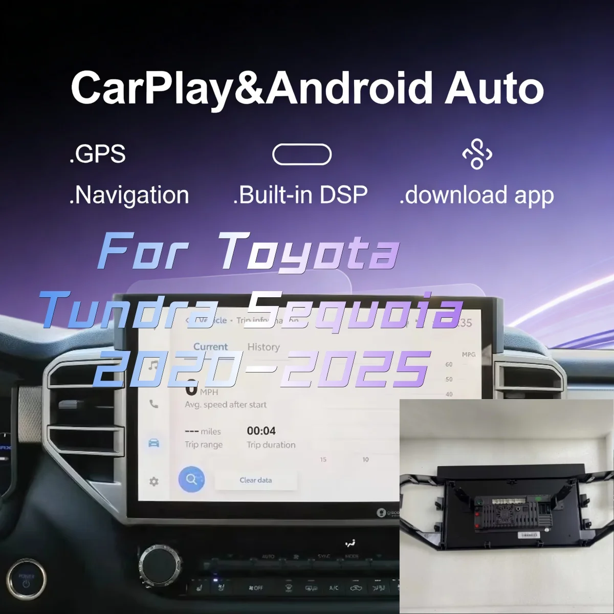 

Для Toyota Tundra Sequoia 2020-2025: Автомагнитола Android с Carplay, GPS-навигацией, мультимедийным плеером и радио