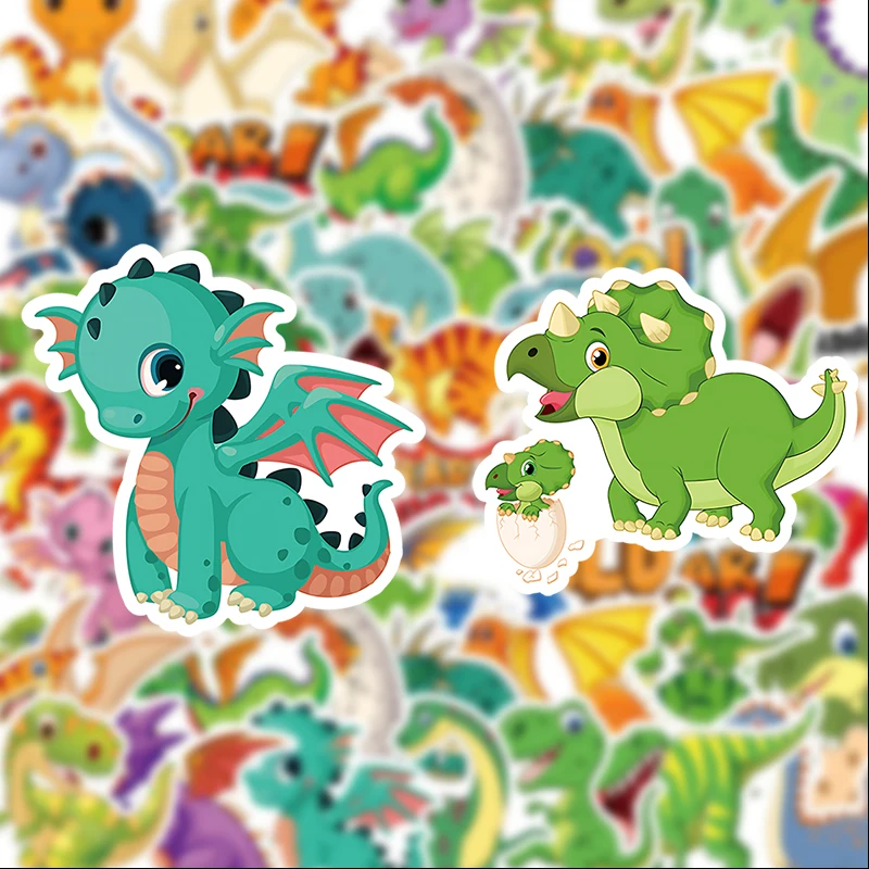 50 Dinosaur-Themed Graffiti Stickers, Suitable for Journals, Laptops, Car Bumpers, Skateboards, Water Bottles, Computer and Phone Decorations, Etc