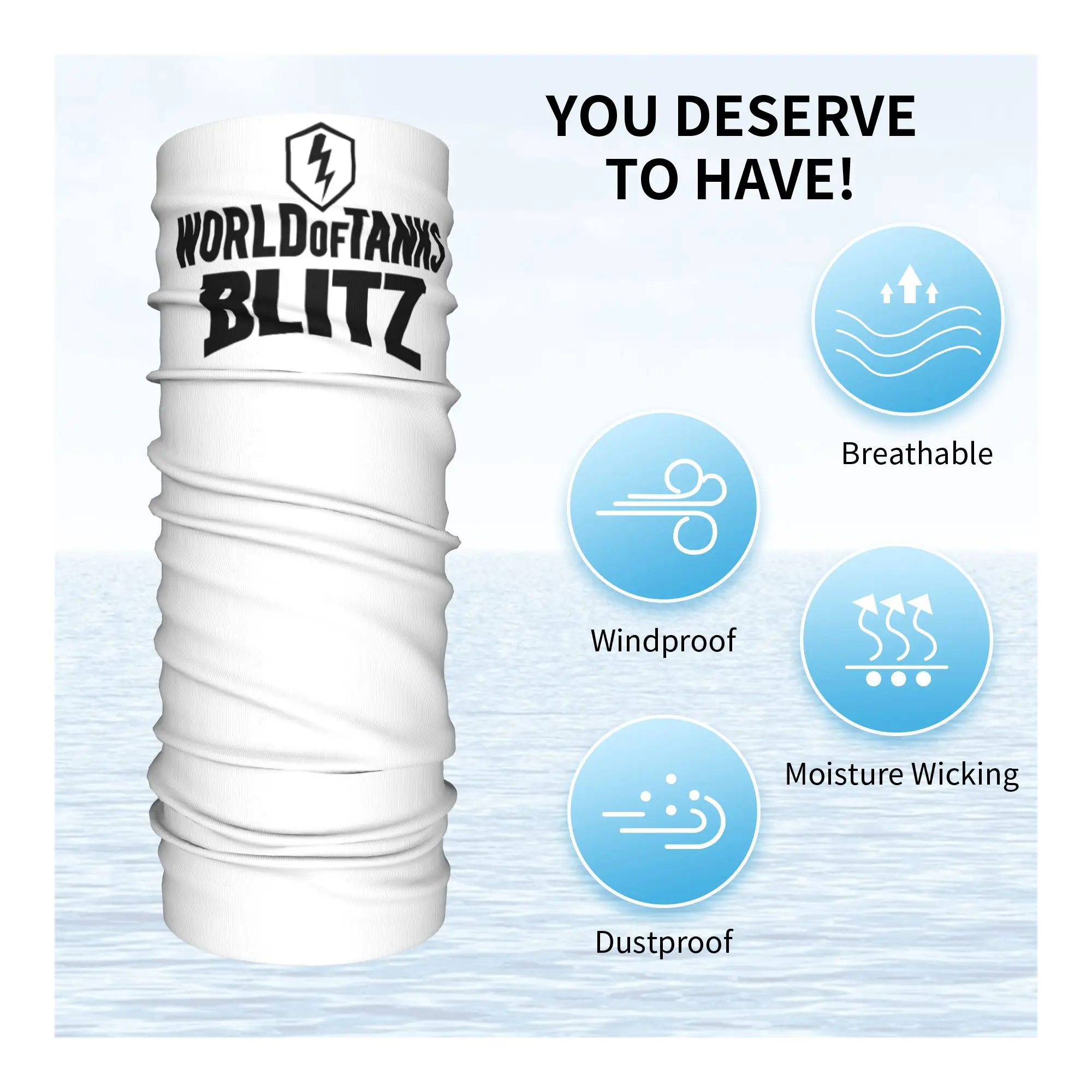World of Tanks Blitz Logo Bandana غطاء الرقبة المطبوع التفاف وشاح متعدد الوظائف عقال الجري للرجال النساء الكبار تنفس