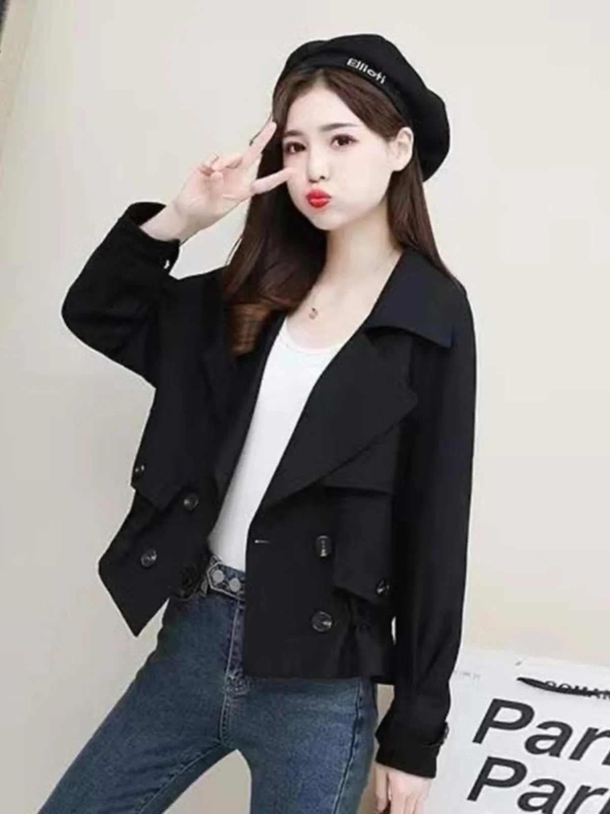 ort Double-Breasted Coat for Women Spring Autumn New Sle Ele Personali Top Selling Point Blanket Coat