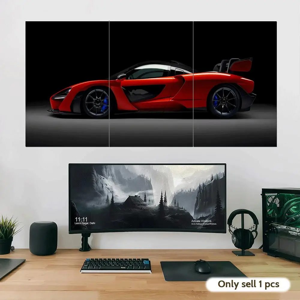 Red Super Sports Car Cool Poster Stickers Self-Adhesive Art For Bedroom Living Room Home Decor Modern Wall Decals Gift