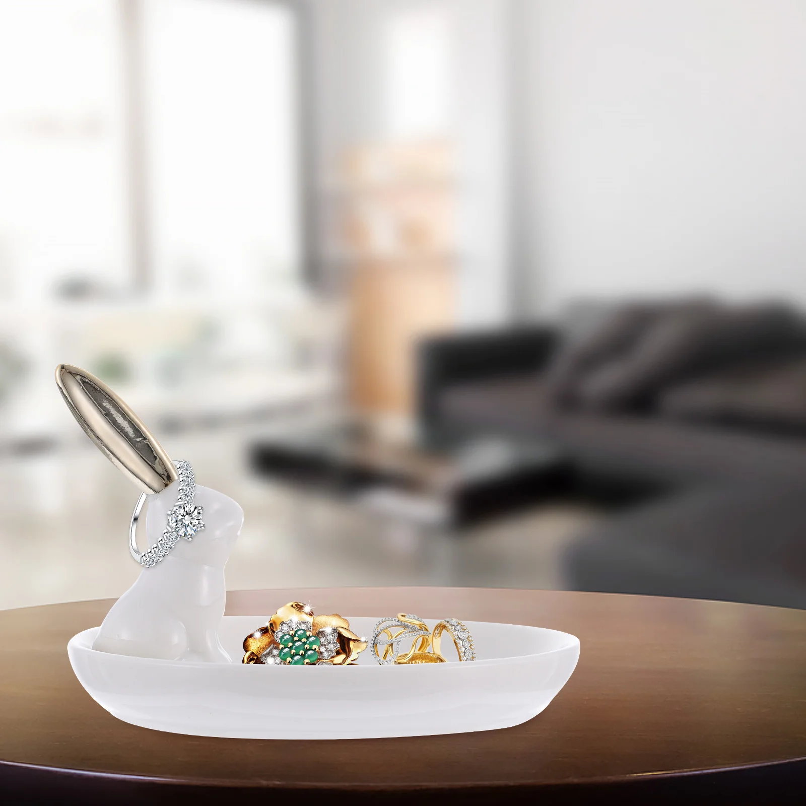 

1 шт. керамическая тарелка для хранения ювелирных изделий, креативный лоток-органайзер, прочный настольный ящик для хранения колец, серег и мелких предметов