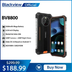 BLACKVIEW-teléfono inteligente BV8800 versión Global, Smartphone resistente con pantalla de 90Hz, 128GB + 8GB, Helio G96, 8380mAh, cámara de 50MP