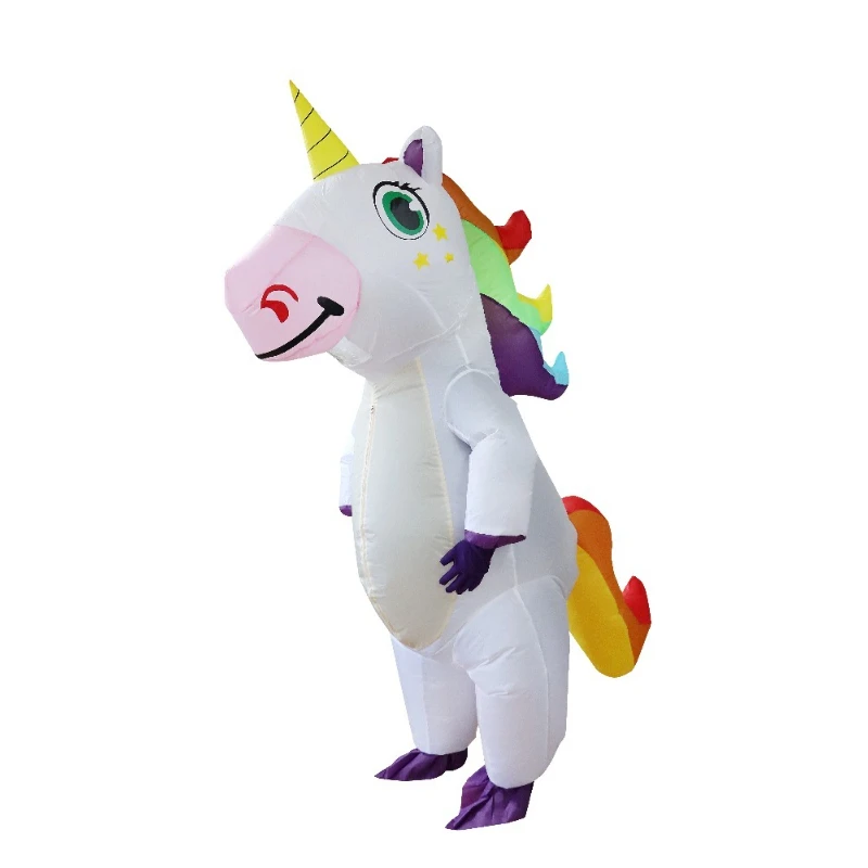 زي يونيكورن قابل للنفخ للبالغين - فستان تنكري لكامل الجسم للهالوين والكرنفال وعيد الميلاد وأزياء الحفلات