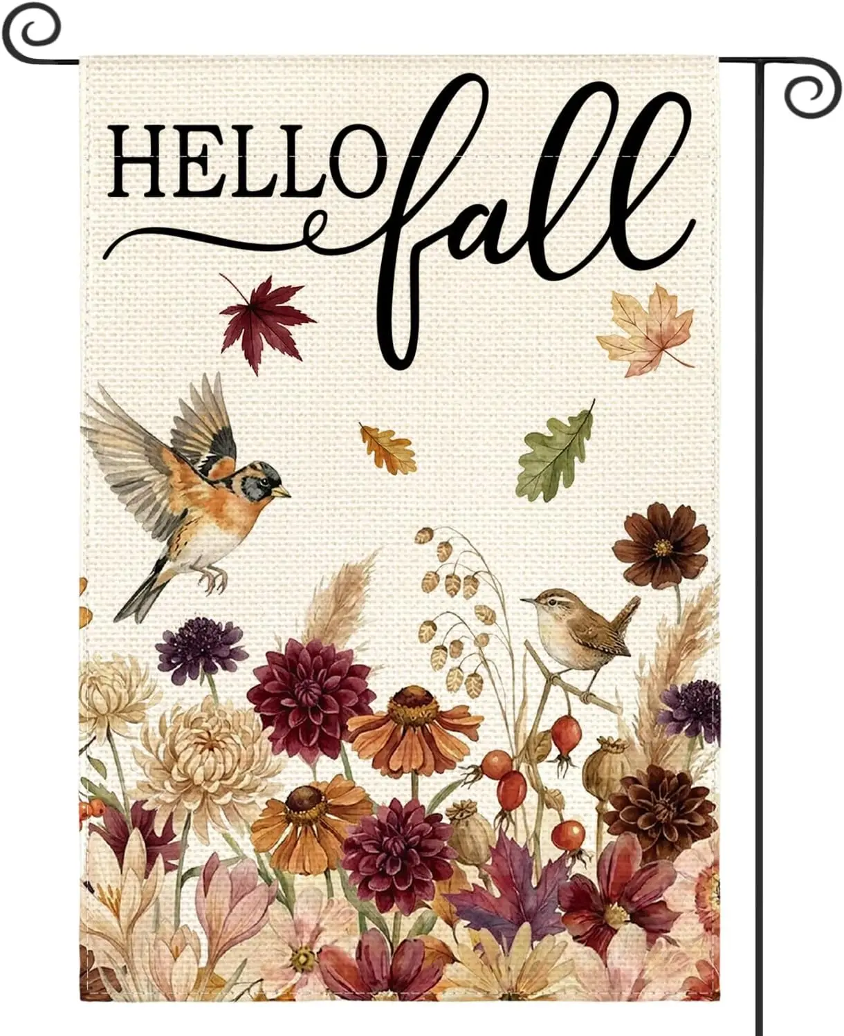 AVOIN colorlife Floral Hello Fall Garden Flag 12x18 Inch Outside yyi