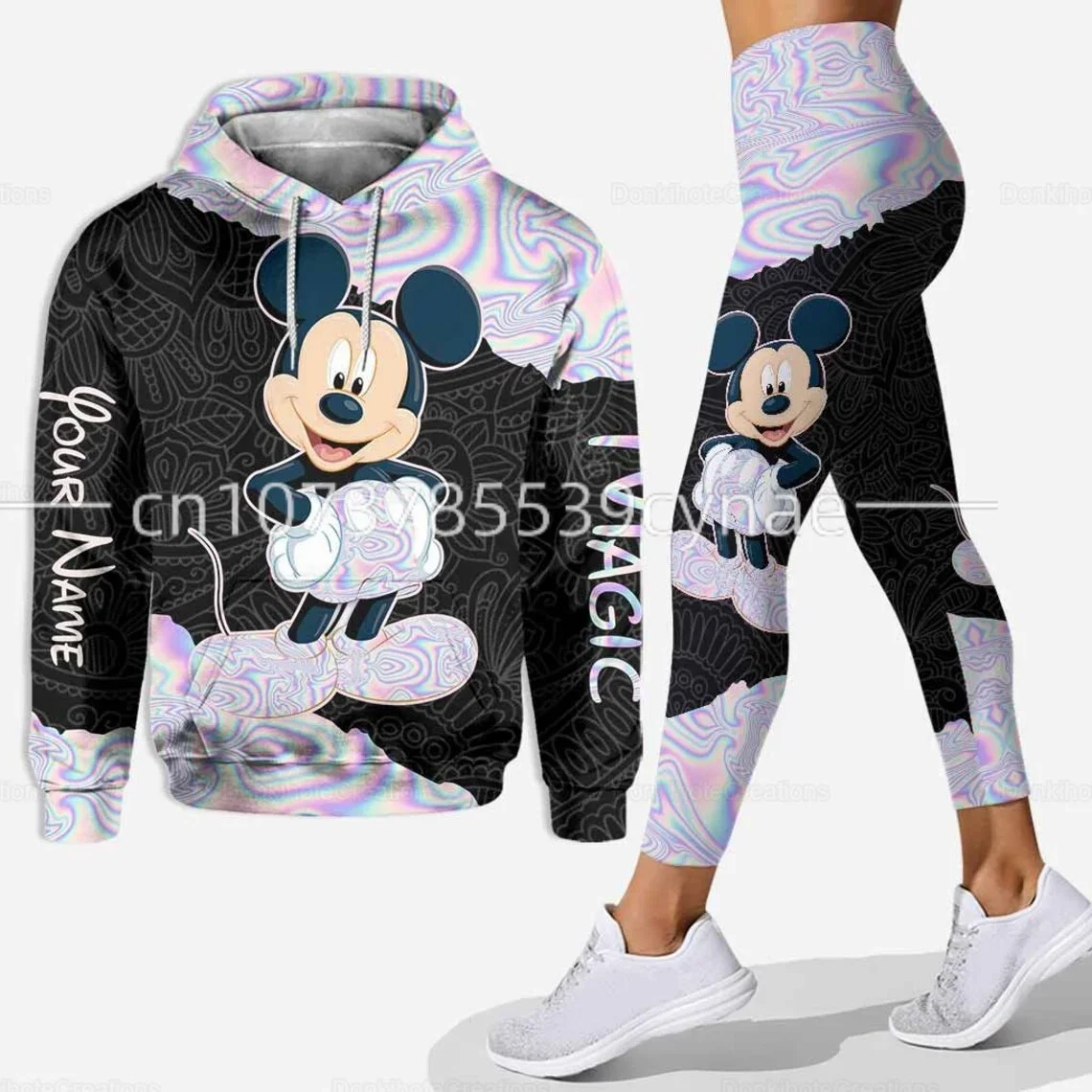 2023 New Disney Mickey  3D Hoodie Women's Hoodie Suit Mickey Yoga Pants Sweatpants Fashion Sports Suit