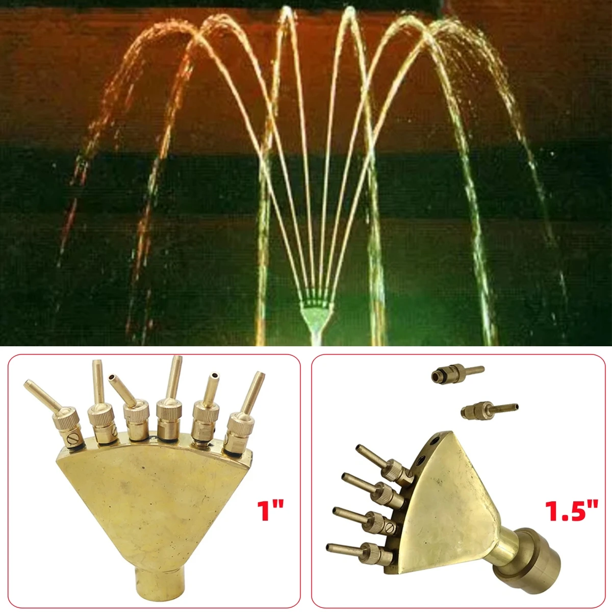 

Медная фонтанная головка Phoenixtail, 1 дюйм, 1,5 дюйма, внутренняя резьба, регулируемая пористая насадка для разброса, спринклер для садового парка, ландшафтный дизайн, 1 шт.