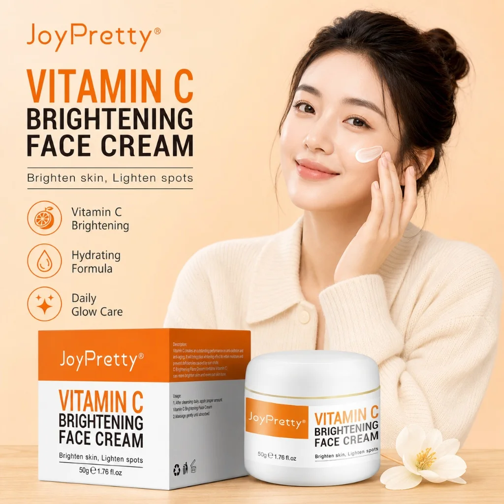 Crème éclaircissante pour le visage à la vitamine C, atténue les taches brunes, réduit les pigments, hydratation intense, anti-peau terne, crème blanchissante pour le visage 50g