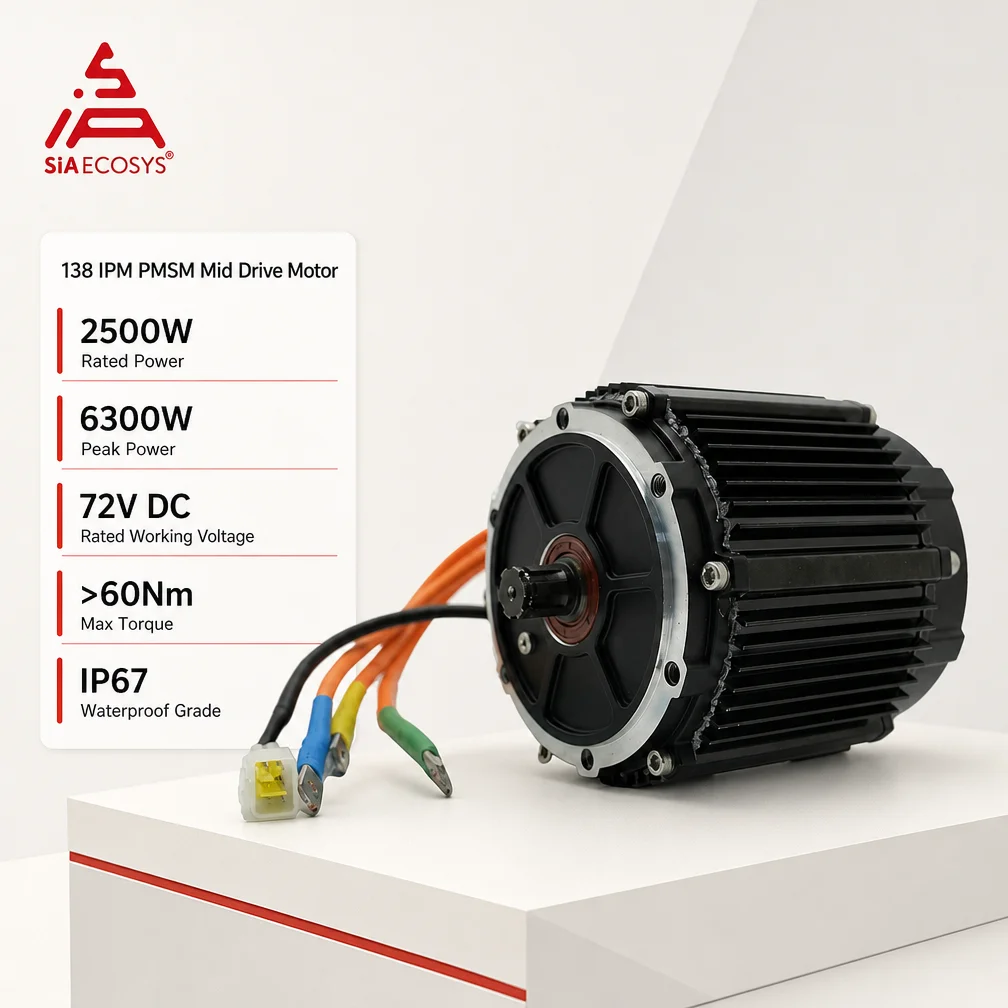 SiA138 60H 2500W High Power Mid Drive Motor for Electric Vehicle DIY Upgrade and Electric Motorcycle Conversion Powertrain Kit