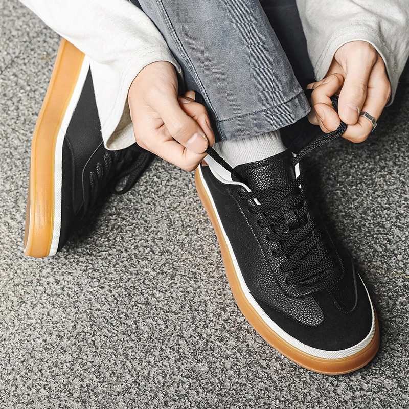 

Non-Slip Wear-Resistant Men's Outdoor Casual Sports Shoes - 2025 Autumn Color Block German Army Trainer Leather White Sneakers