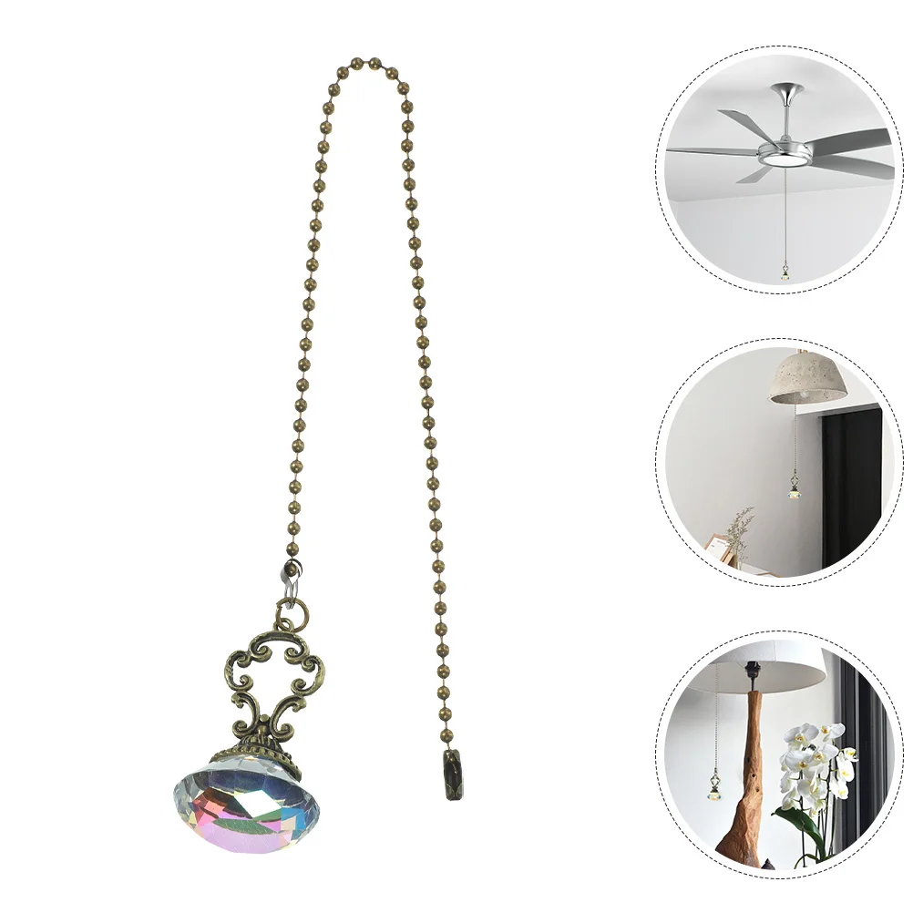 

2 pcs White Crystal Lamp Pull Chain Bronze Decorative Extension Cord Ceiling Chain Replacement Easy To Use Closet