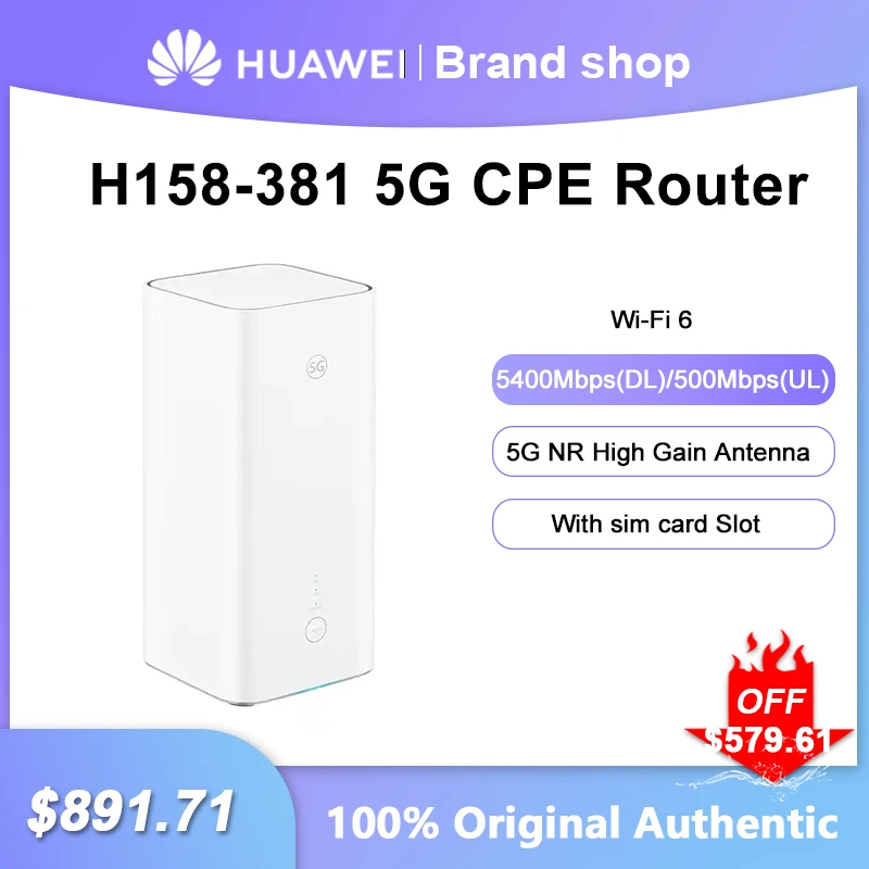 

Unlocked 5G CPE PRO 5 H158-381 Router WiFi 6 7200Mbps Dual Band Wireless Network Signal Repeater With RJ45 RJ11 Sim Card Slot