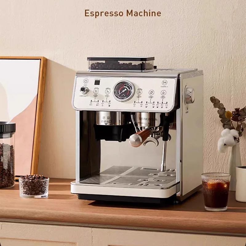 ماكينة طحن وإسبريسو منزلية أوتوماتيكية لطحن حبوب البن وبخار الحليب ومضخات مزدوجة وغلايات مزدوجة