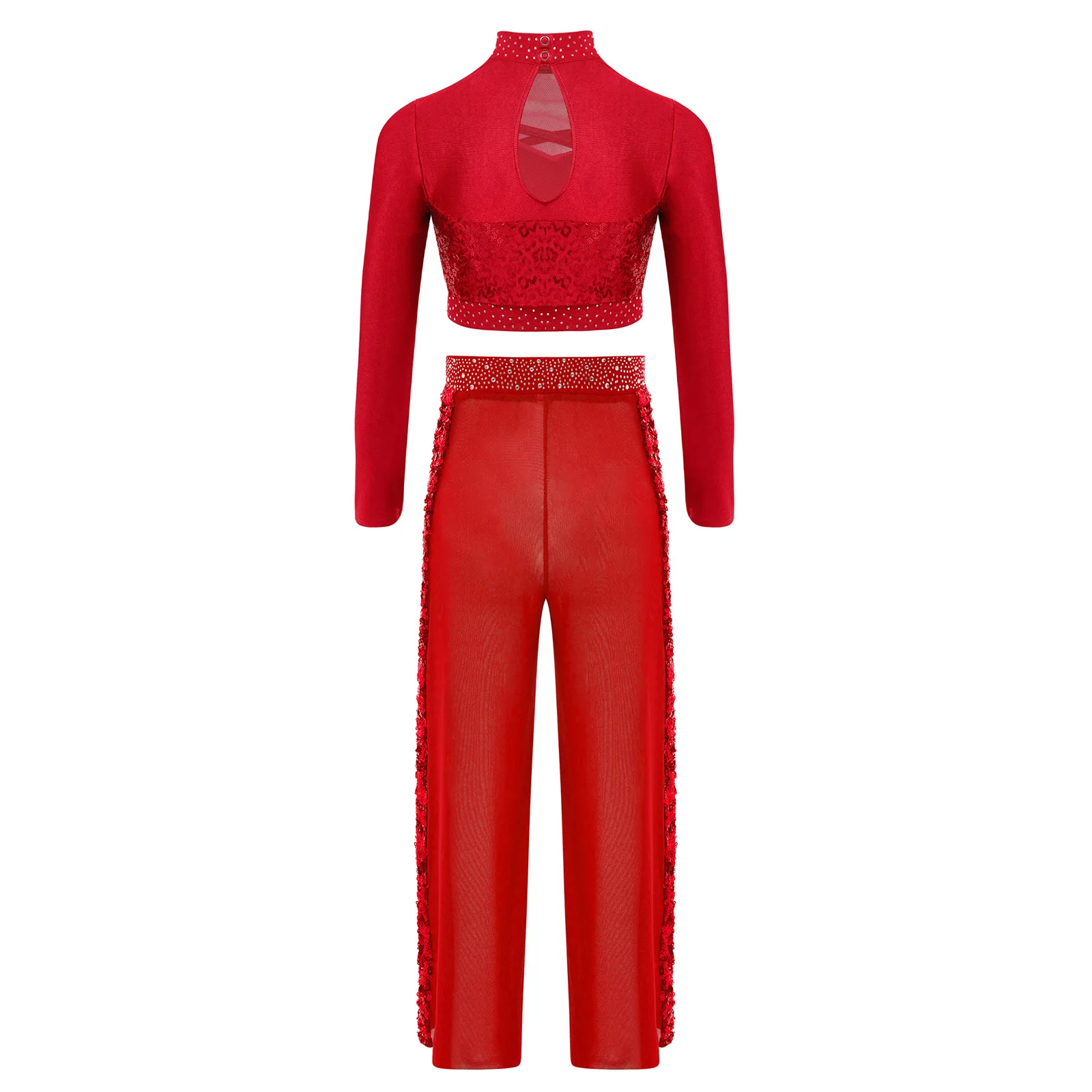 Ensemble de danse lyrique pour petites filles, Costume de spectacle contemporain moderne, haut court à paillettes + pantalon, vêtements de danse de Ballet de gymnastique rythmique