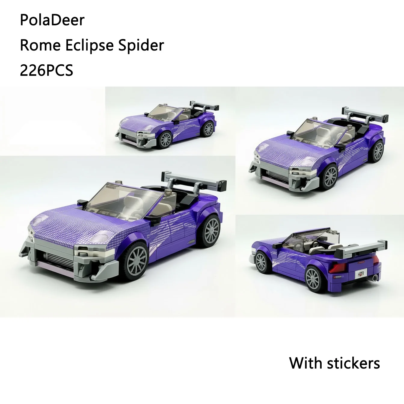 Furio MOC Roman's Eclipse Spider Sports Car Custom Building Block Educational Enlightenment DIY Assembly Toy Brick Birthday Gift