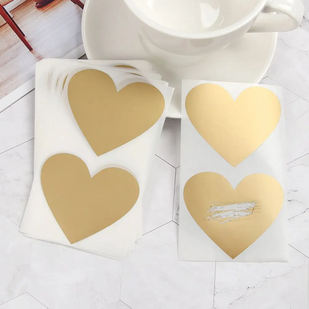 50 Pcs / Set DIY Love Heart Shape Pentagram Scratch Coating Stickers Scratch Card Sticker Multifunctional Labels Self-adhesive