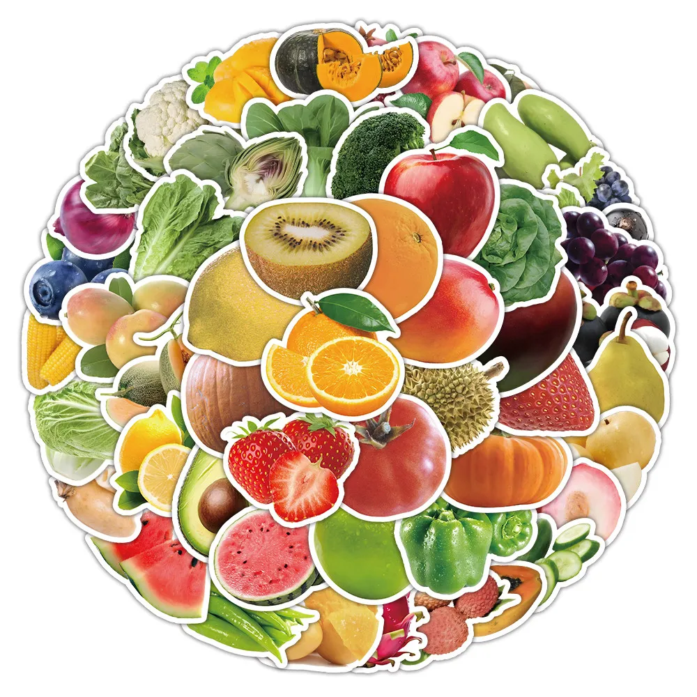 60Pcs Fresh Fruit Vegetable Pattern Stickers Waterproof DIY Daily Decor Decals LanLanStickersWorld Store