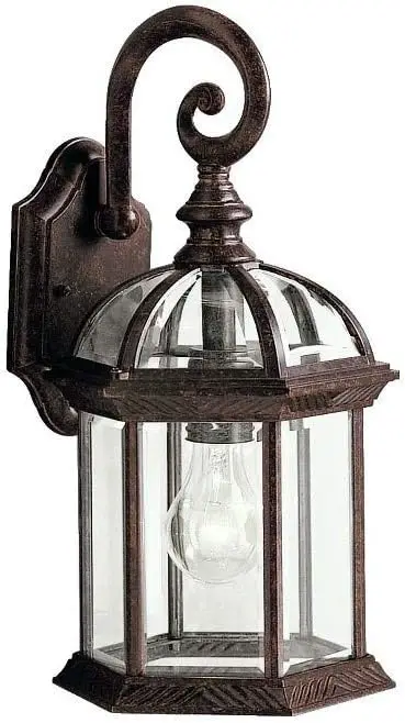 

15.5" Outdoor Wall Light in Black, 1-Light Exterior Wall Sconce with Clear Beveled Glass, (15.5" H x 8" W), 9735BK