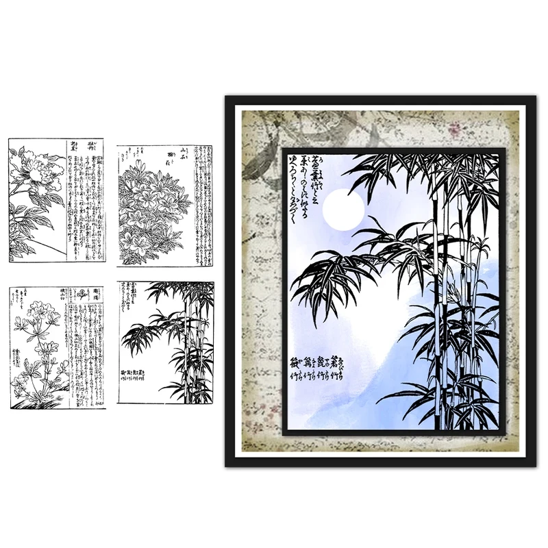 

Traditional Chinese Painting Style Clear Stamp DIY Scrapbooking Supplies Silicone Stamps For Card Making Albums Decor