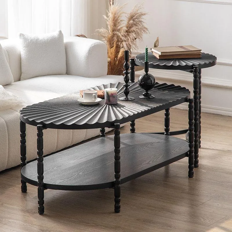High and low coffee table black double-layer bed and breakfast office small apartment living room sofa tea table
