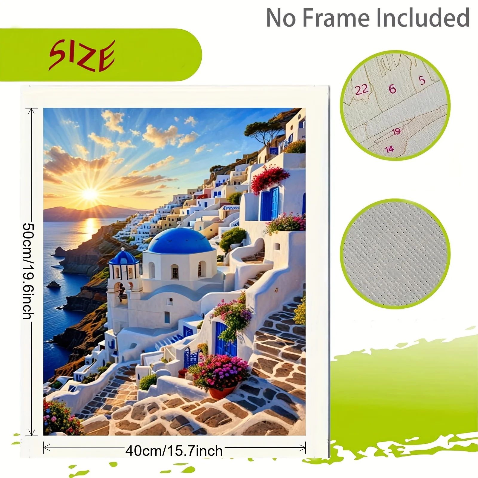 [2D Flat Frameless][professional Art Use]1pcs Digital Oil Painting Set, Beginner Level Kit, Greek Santorini Style Architectural