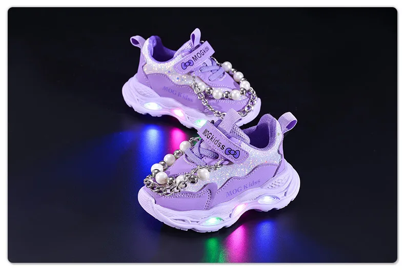 2026 Neue Frühling-Herbst Mädchenschuhe LED Prinzessinnen-Schuhe Kinder-Sportschuhe mit Weicher Sohle Weihnachts-/Halloween-Geschenke – Detail 5