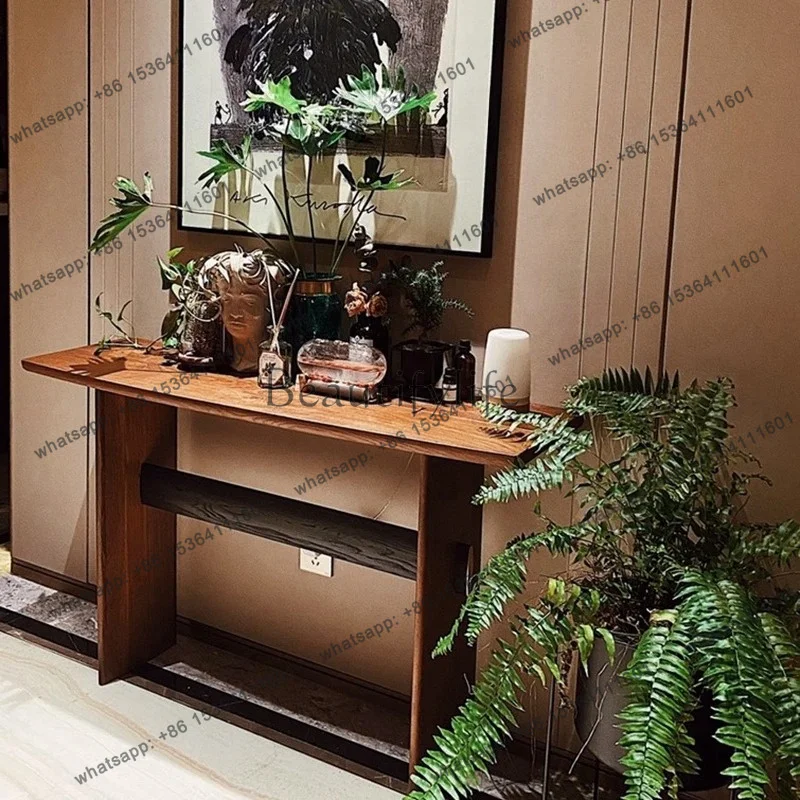 zj.Xuanguantai Nordic cabinet case table medieval aisle corridor end view table home display stand solid wood designer