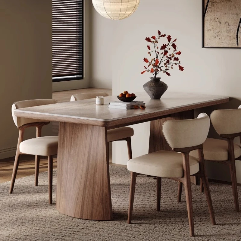 

1.4m 1.6m 1.8m Modern Simple Light Luxury Solid Wood Slate Dining Table Dining Room Chairs Rectangular Tables Set Furniture