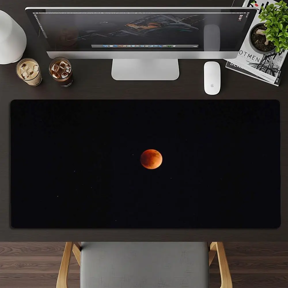 XXL Large Gaming Mouse Pad Mystic Blood Red Moon Night Sky Deskmat Non-Slip Rubber Mouse Mat Keyboard Mats Mausepad Office Pad