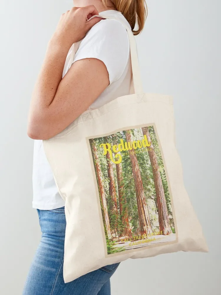 Redwood National Park California Watercolor Vintage Tote Bag Custom bag Beach bag woman shopping