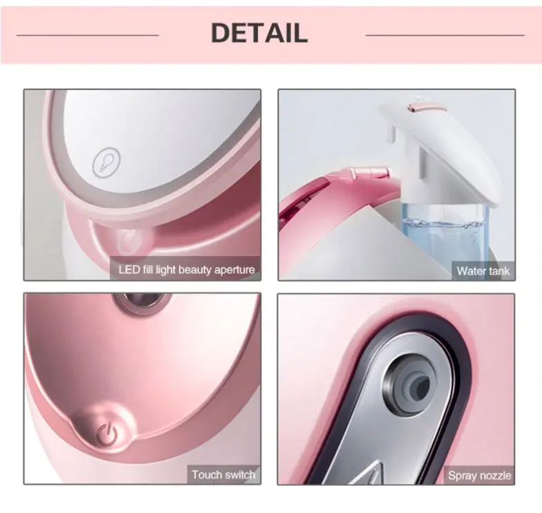 Hele verkoopprijs Led-licht Professionele gezichtsbevochtiger Gezichtsstoomboot Spa voor droge gezichtshuid