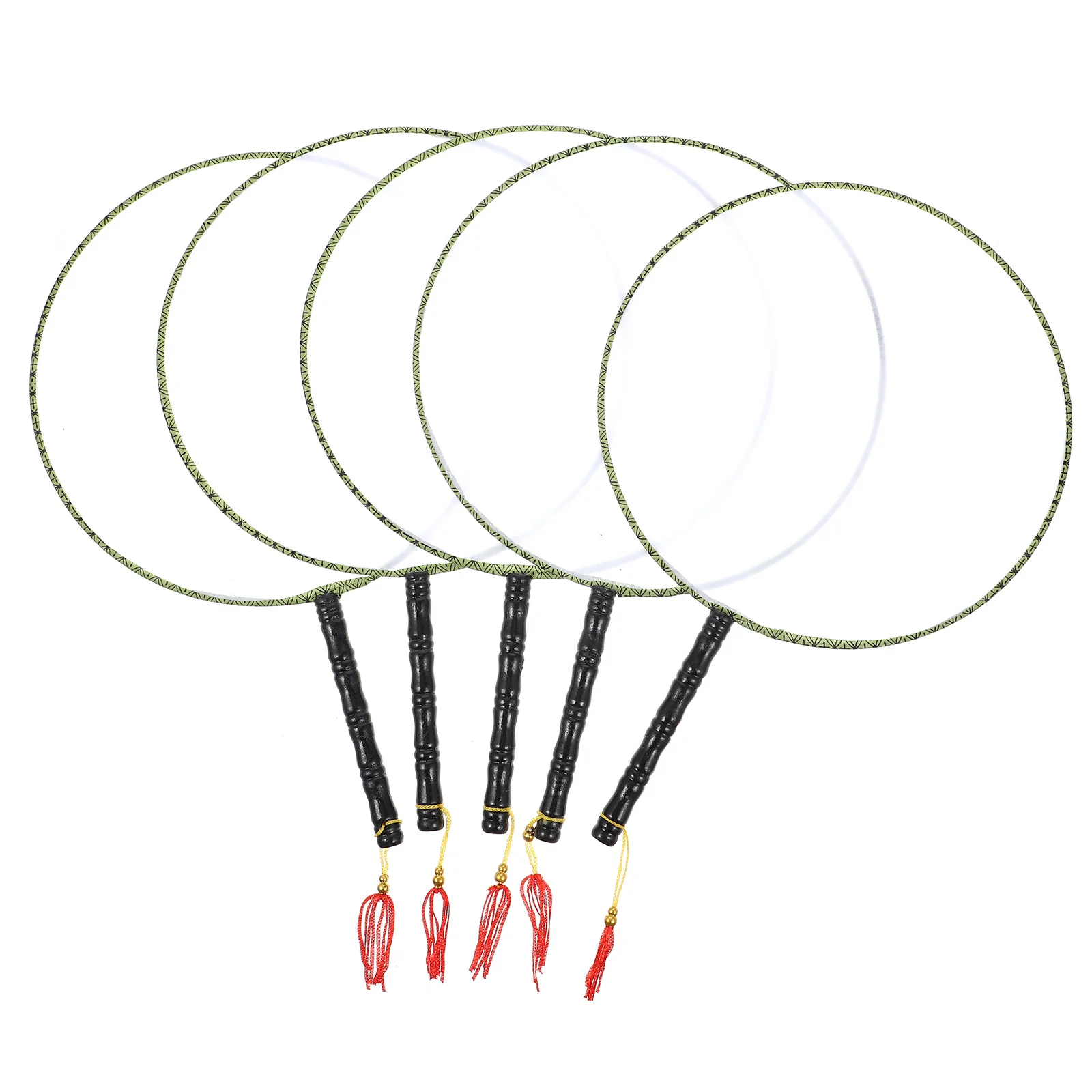 5Pcs Graffiti Painting Fan Made of Spun Silk Blank Design for Kids DIY Art Craft Activity 24Cm with Hanging Rope