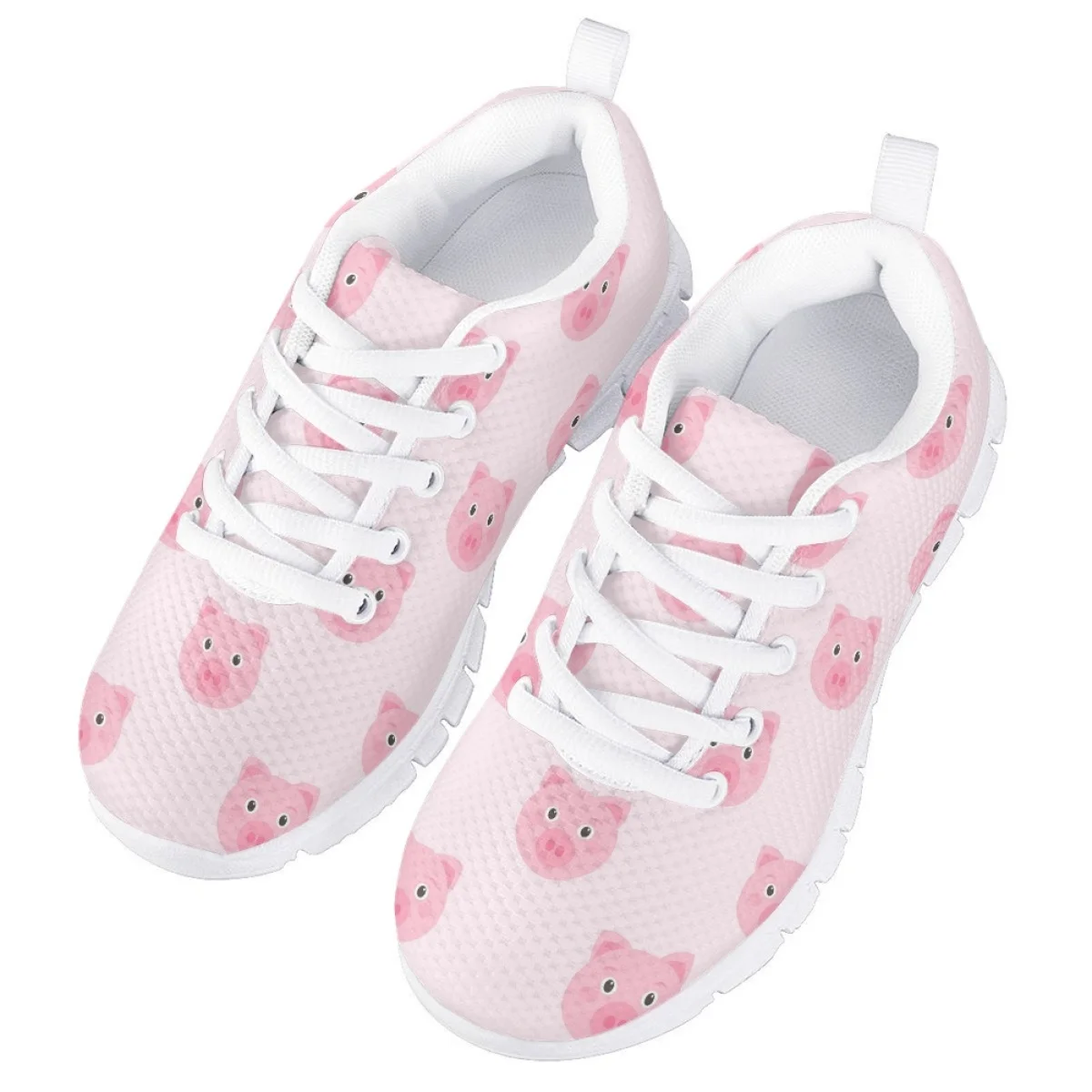 Kawaii Pink Pig Pattern Sneakers da corsa stringate per bambini Sneakers in rete per bambini scarpe basse leggere scarpe da corsa Zapatillas