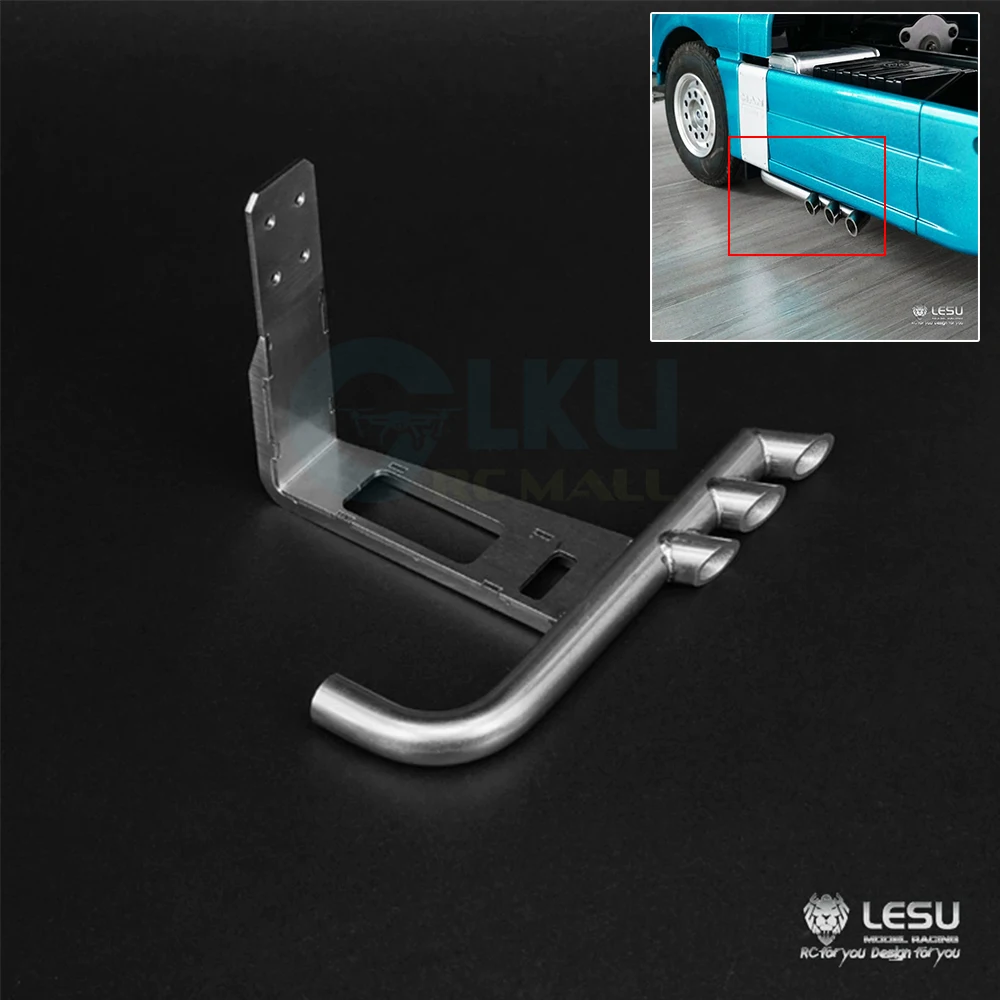Tamiya tractor 1/14 RC truck side skirt exhaust pipe G-6116 universal DIY three-hole exhaust modification model LESU