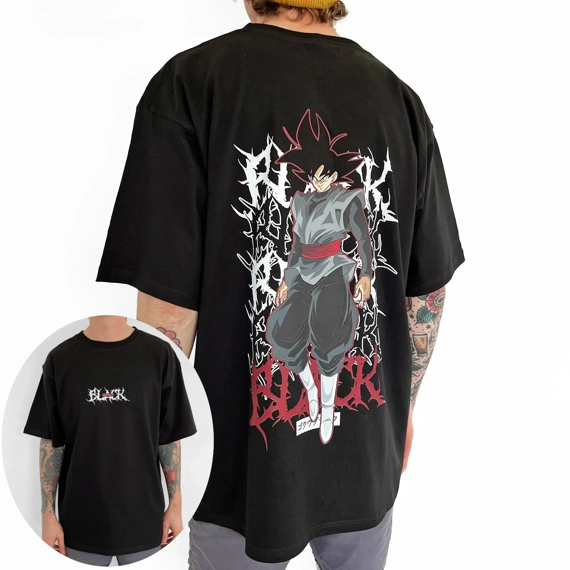 2026 Dragon Ball Herren T-Shirt Wukong Schwarz Japanischer Anime Sommer Neu Herren Kurzarm Hip Hop Multifunktionales T-Shirt