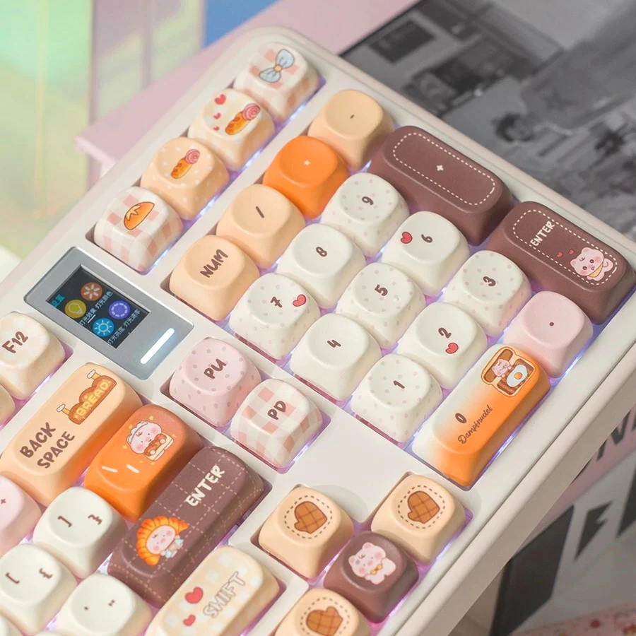 MAIMOOO Keycaps, Pig Baking House Keycaps, CHERRY PBT Thermal Sublimation Cream Colored For Mechanical Keyboard Keycaps