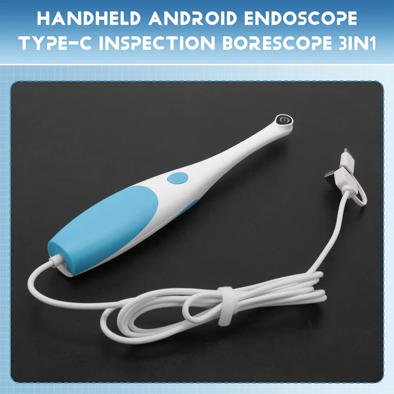 B62B Type-C USB Handheld Endoscope Inspection Borescope 3IN1 Snake Camera with 6 LED Lights for Android Phones PC