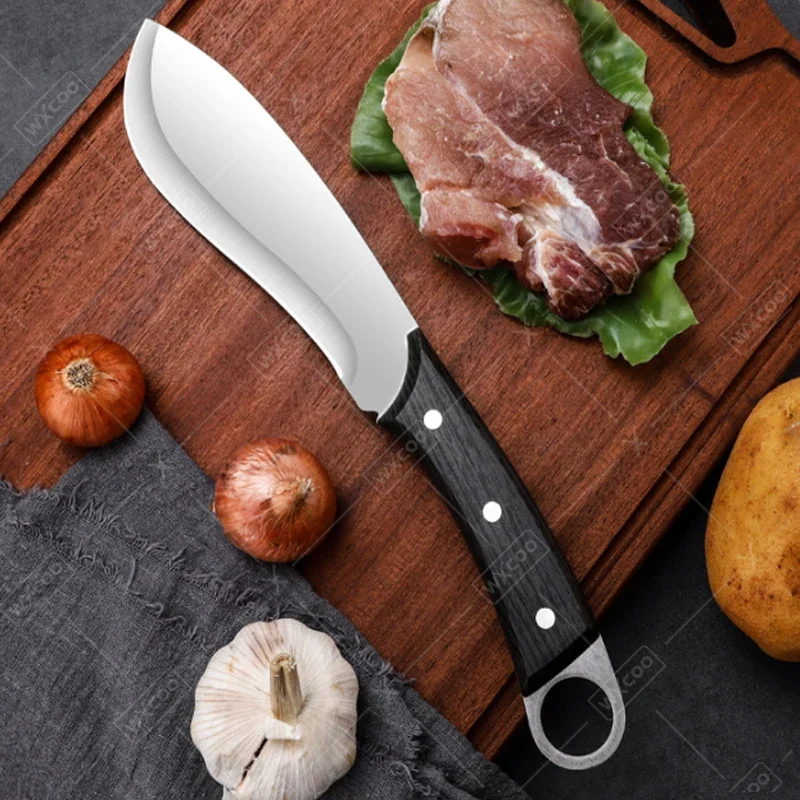 WXCOO Boning Knife Hand Forged Hammer Butcher Knife Wooden Handle Kitchen Chef Slicing Knives Cooking BBQ Fruit Steak Knife